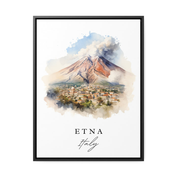 Etna traditional travel art - Italy, Etna poster print, Wedding gift, Birthday present, Custom Text, Perfect Gift