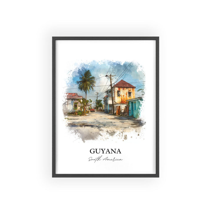 Guyana Wall Art, Guyana Print, Guyana Watercolor Art, Guyana Gift, Travel Print, Travel Poster, Housewarming Gift