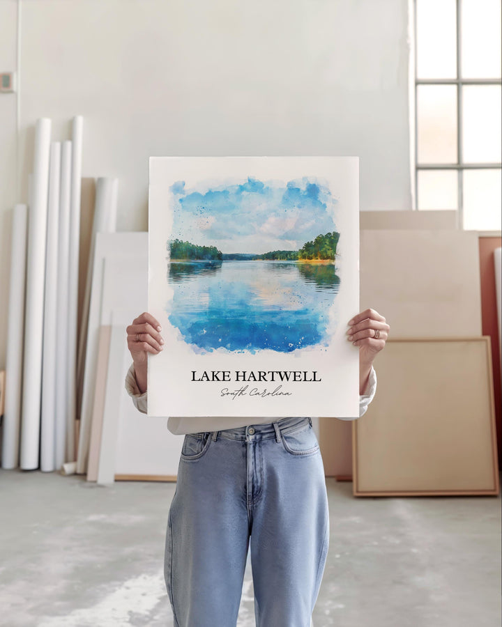 Lake Hartwell, Georgia, USA – Watercolor Art Print