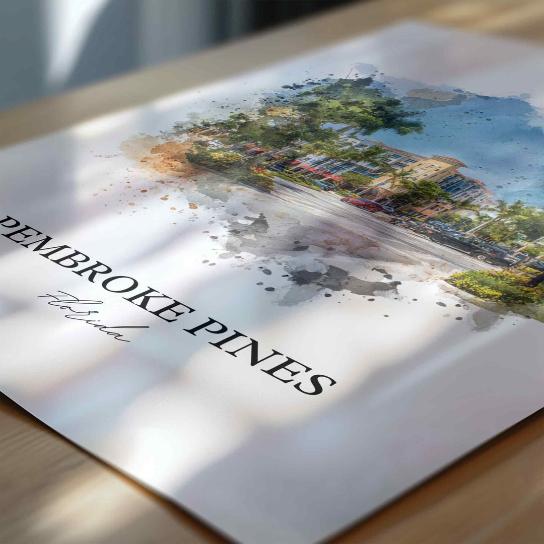 Pembroke Pines, Florida – Watercolor Art Print