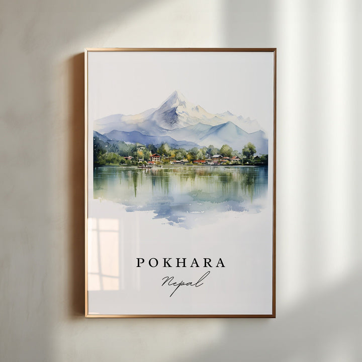 Pokhara Nepal wall art - Nepal, Pokhara poster, Wedding gift, Pokhara Birthday present, Custom Text, Personalized Nepal Gift