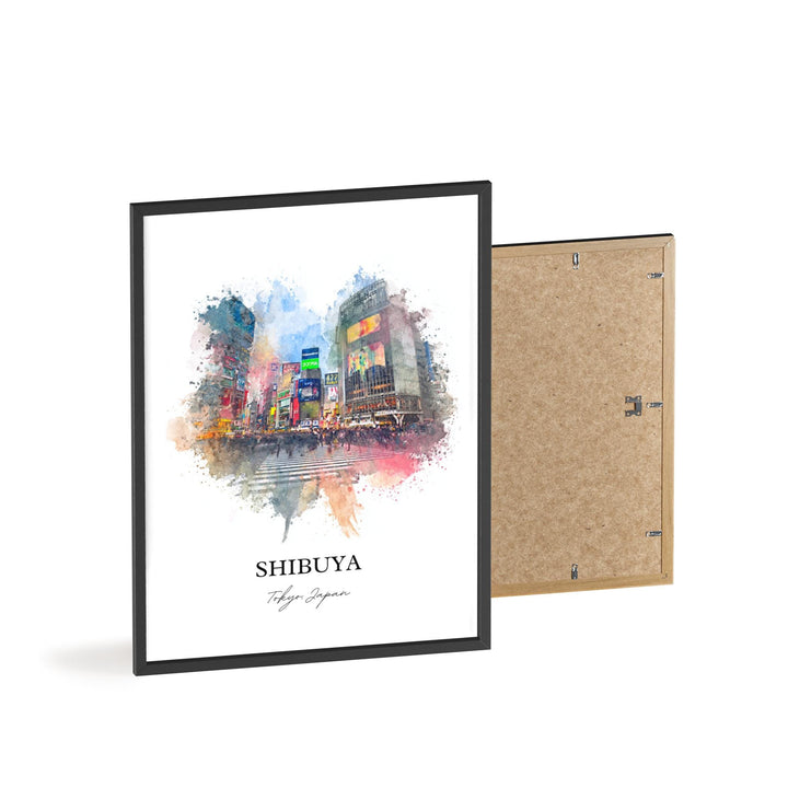 Shibuya Wall Art, Shibuya Tokyo Print, Shibuya Watercolor Art, Tokyo Japan Gift, Tokyo Travel Print, Tokyo Travel Poster, Housewarming Gift