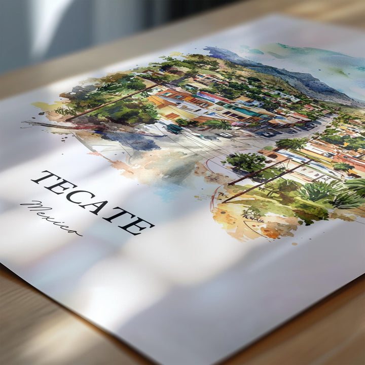 Tecate Mexico Art, Baja California Print, Mexico Watercolor Art, Tecate Mexico Gift, Travel Print, Travel Poster, Housewarming Gift