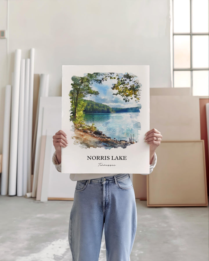 Norris Lake, Tennessee, USA – Watercolor Art Print