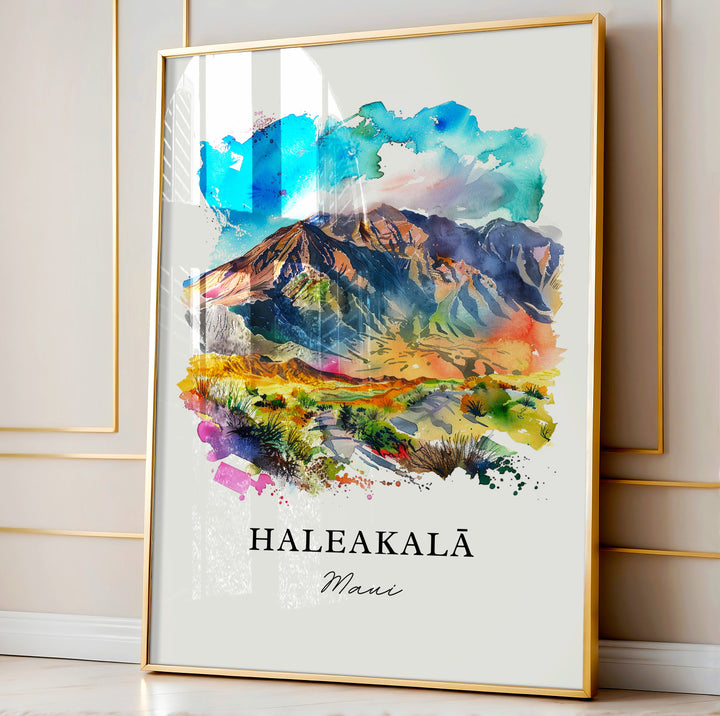 Haleakala Wall Art, Haleakala Maui Print, Haleakala Watercolor, Puu Ulaula Gift,