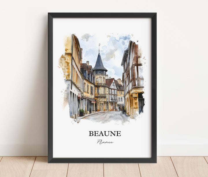 Beaune France Wall Art, Burgundy Region Print, France Watercolor Art, Beaune Gift, Travel Print, Travel Poster, Housewarming Gift