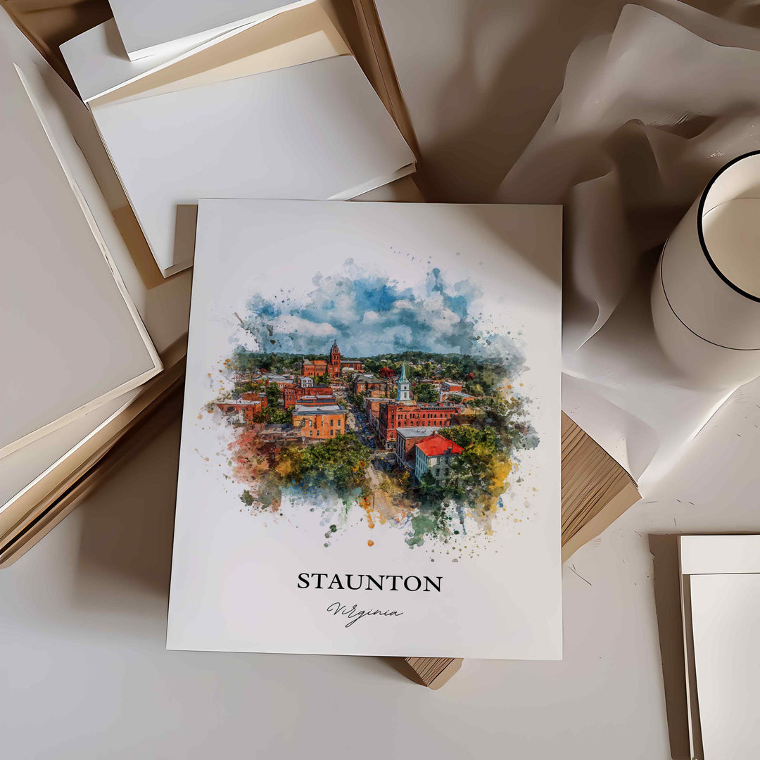 Staunton, Virginia – Watercolor Art Print