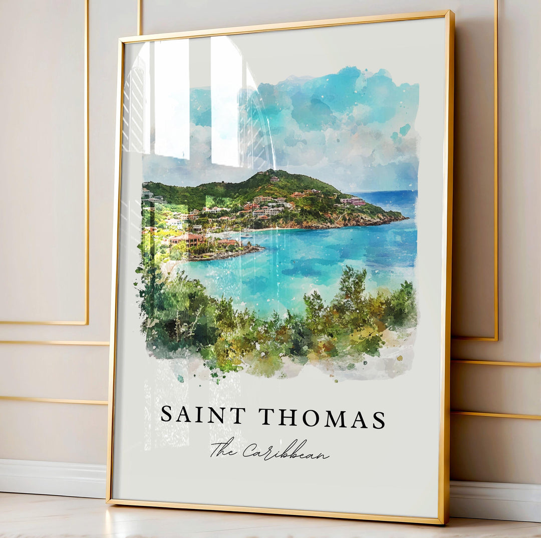 Saint Thomas Wall Art, St Thomas Print, St Thomas Watercolor Art, US Virgin Islands Gift,