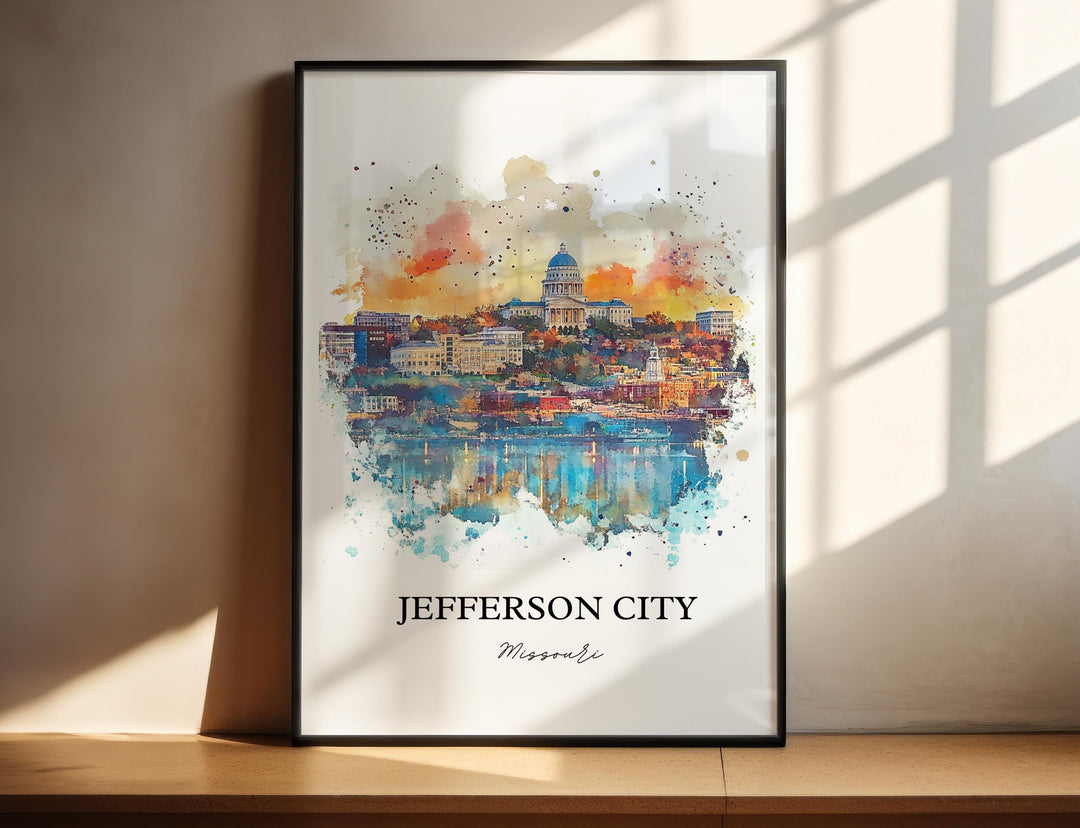 Jefferson City MO Wall Art, Missouri Print, Missouri Watercolor Art, Jefferson City Gift, Travel Print, Travel Poster, Housewarming Gift
