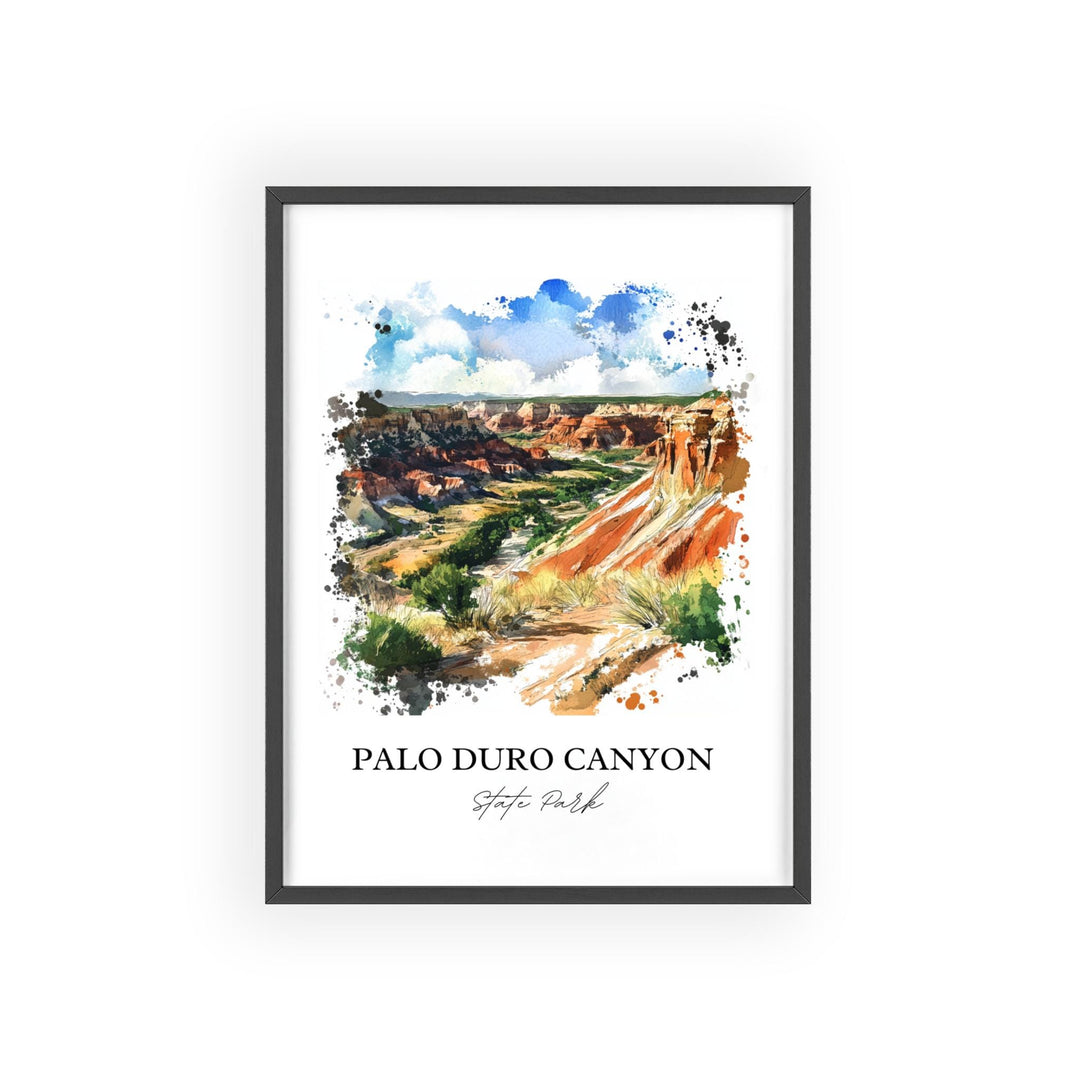 Palo Duro Canyon Wall Art, Amarillo TX Print, Texas Watercolor Art, Palo Duro Canyon Gift, Travel Print, Travel Poster, Housewarming Gift