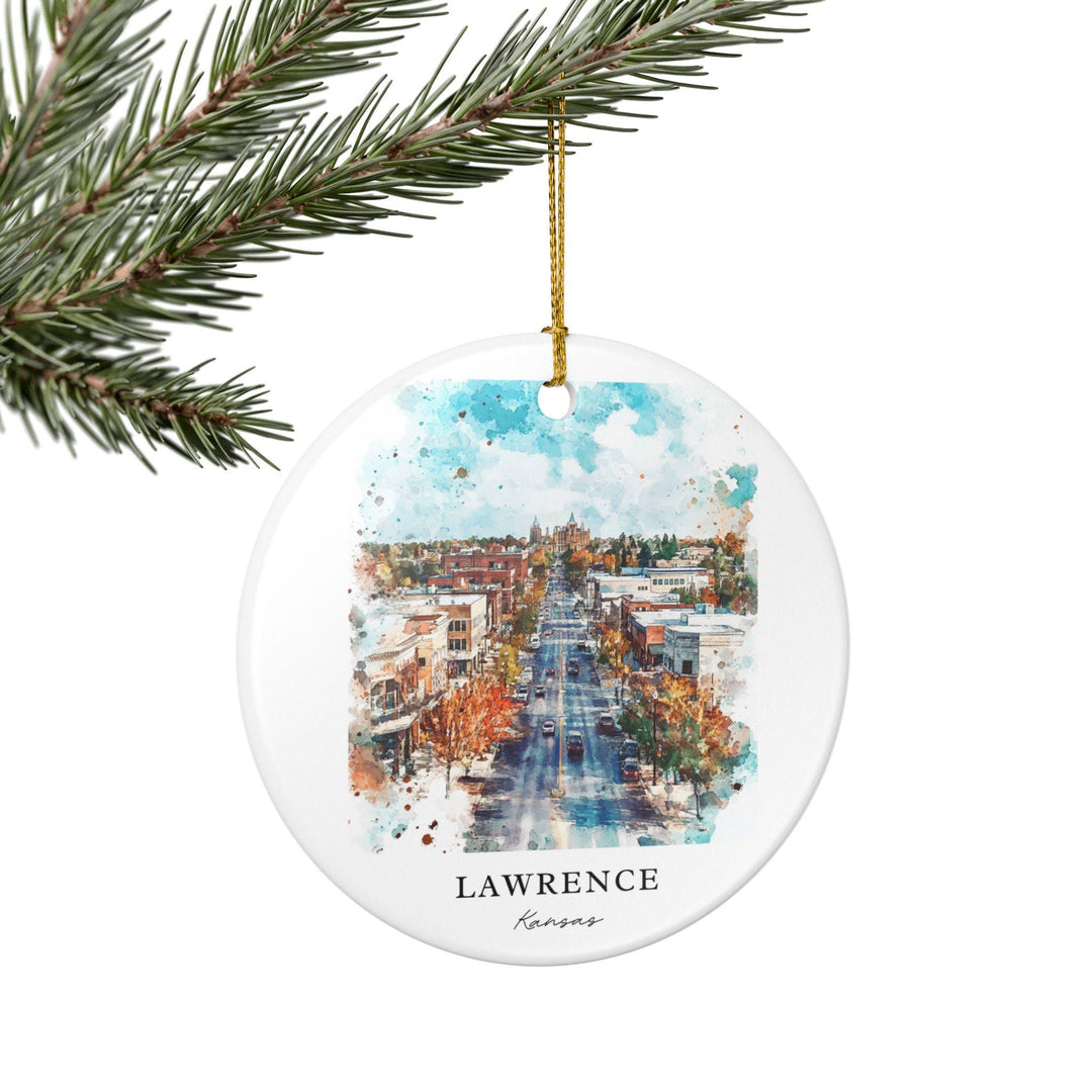 Lawrence Kansas Ornament: Unique Lawrence KS Souvenir, Lawrence Kansas Xmas Decor, and Authentic Kansas Gift