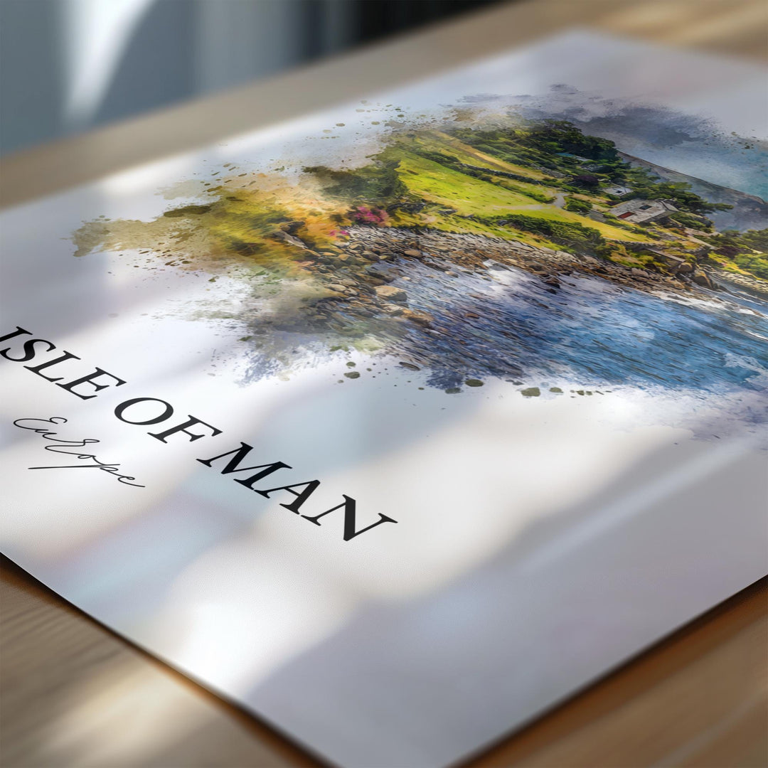 Isle of Man Wall Art, Irish Sea Print, Isle of Man Watercolor Art, Isle of Man Gift, Travel Print, Travel Poster, Housewarming Gift