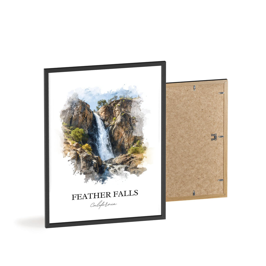 Feather Falls, California, USA – Watercolor Art Print