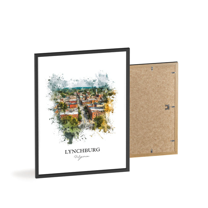 Lynchburg, Virginia, USA – Watercolor Art Print Blue Ridge Mountains