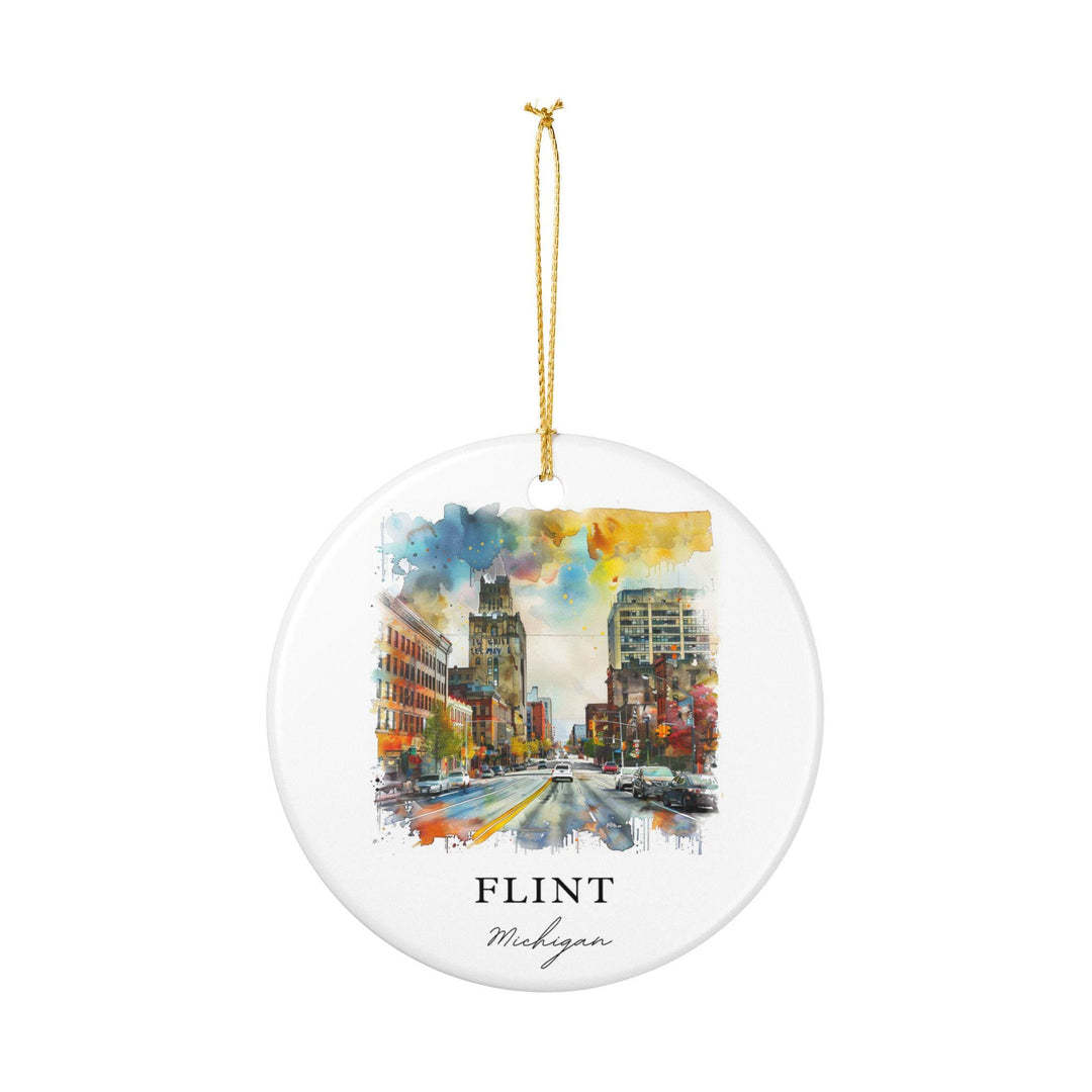 Flint Michigan Ornament: Unique Flint Michigan Souvenir, Michigan Xmas Decor, and Authentic Flint MI Gift