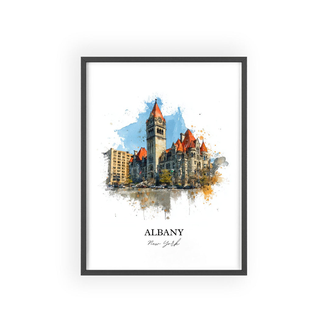 Albany NY Wall Art, Albany Print, New York Watercolor Art, Albany NY Gift, Travel Print, Travel Poster, Housewarming Gift