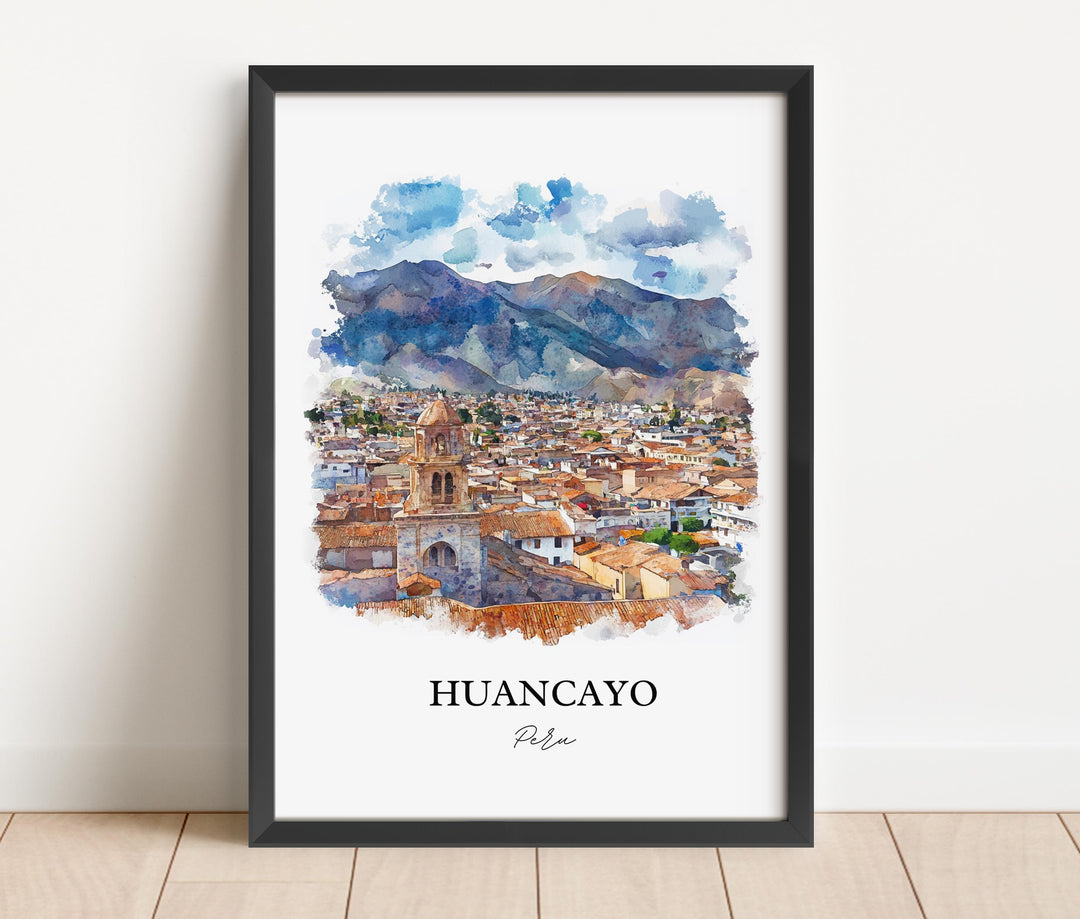 Huancayo Wall Art, Huancayo Peru Print, Peru Watercolor Art, Huancayo Gift, Travel Print, Travel Poster, Housewarming Gift