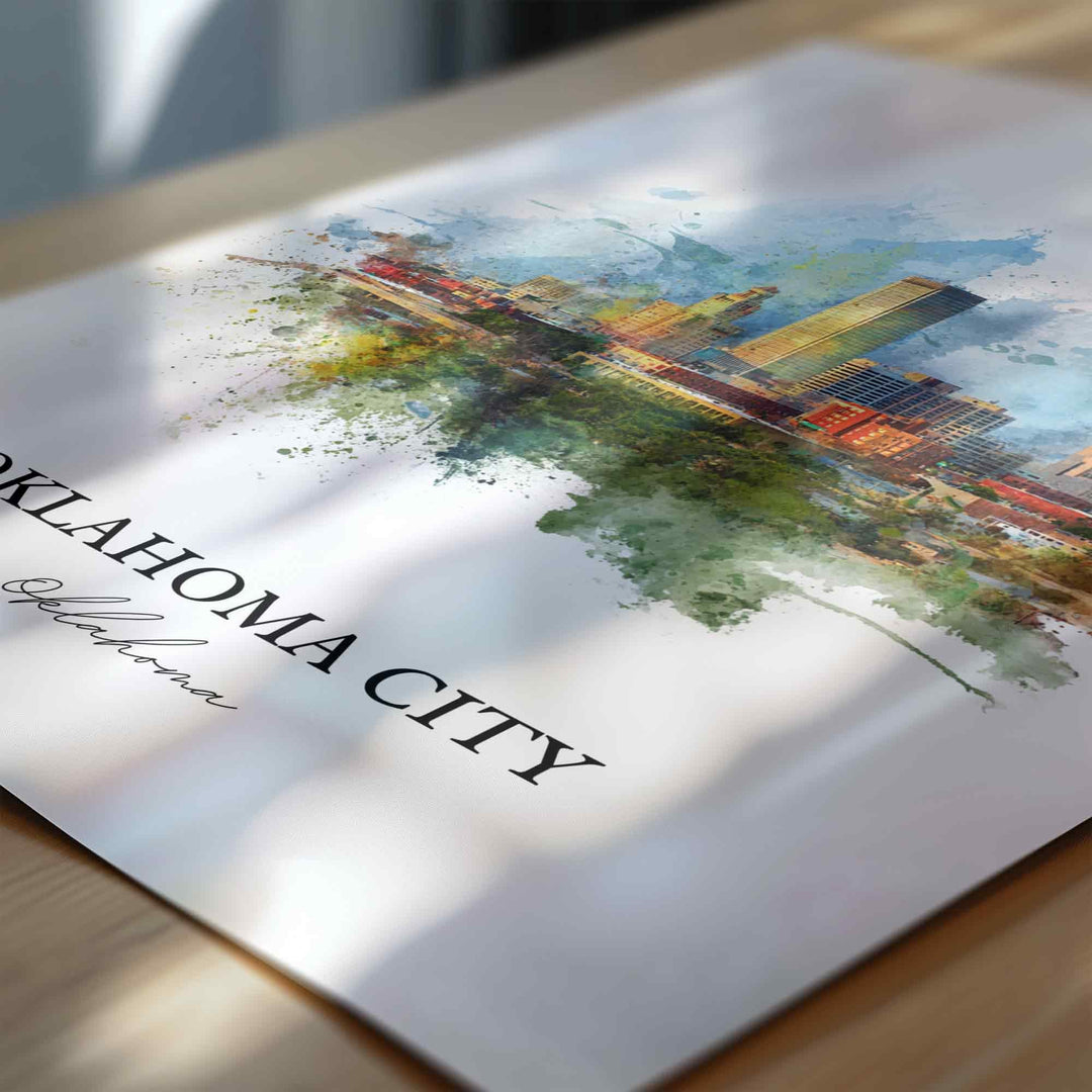 Oklahoma City, Oklahoma – Watercolor Art Print