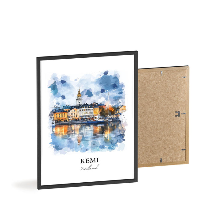 Kemi Finland Wall Art, Lapland Print, Finland Watercolor Art, Kemi Finland Gift, Travel Print, Travel Poster, Housewarming Gift