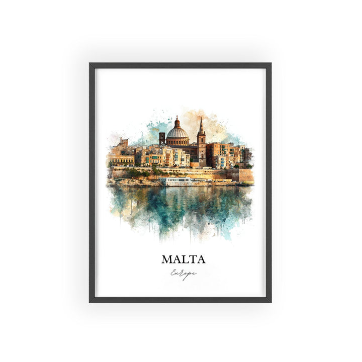 Malta Wall Art, Malta Europe Print, Malta Watercolor Art, Malta Gift, Travel Print, Travel Poster, Housewarming Gift