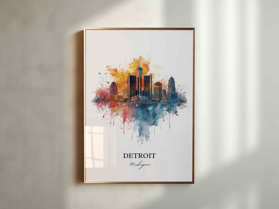 Detroit, MI – Watercolor Art Print