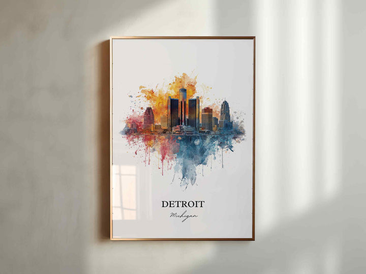 Detroit, MI – Watercolor Art Print