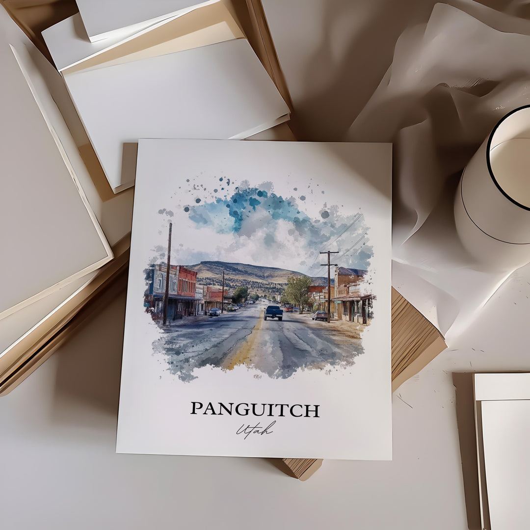 Panguitch UT Wall Art, Garfield County Print, Utah Watercolor Art, Panguitch Gift, Travel Print, Travel Poster, Housewarming Gift