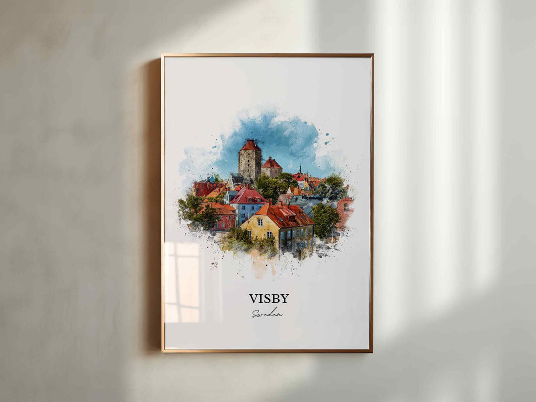 Visby, Sweden – Watercolor Art Print
