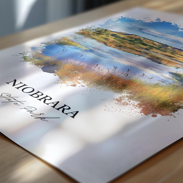 Niobrara State Park Wall Art, Knox County NE Print, Nebraska Watercolor, Niobrara Park Gift, Travel Print, Travel Poster, Housewarming Gift