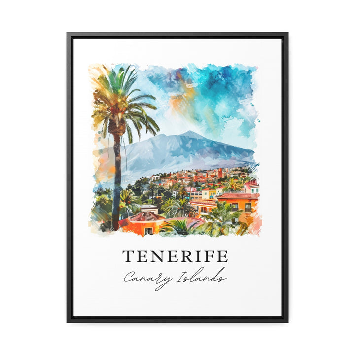 Tenerife Wall Art, Tenerife Canary Islands Print, Tenerife Watercolor Art, Mt. Teide Gift,