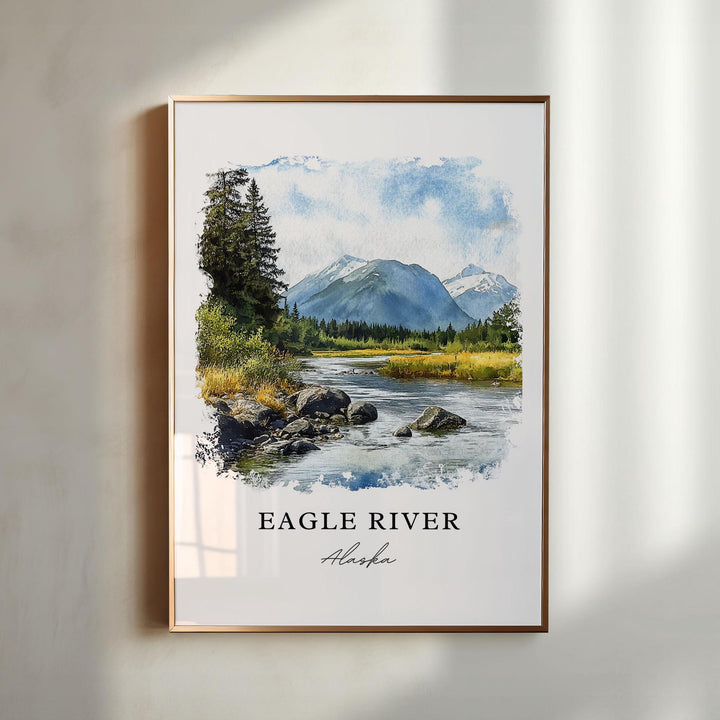Eagle River, Alaska Watercolor Art Print