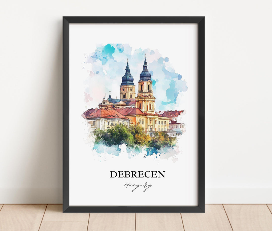 Debrecen Wall Art, Hajdú-Bihar County Print, Hungary Watercolor Art, Debrecen Hungary Gift, Travel Print, Travel Poster, Housewarming Gift