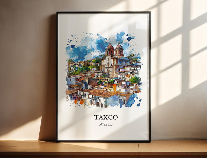 Taxco Mexico Wall Art, Guerrero State Print, Mexico Watercolor Art, Taxco MX Gift, Travel Print, Travel Poster, Housewarming Gift
