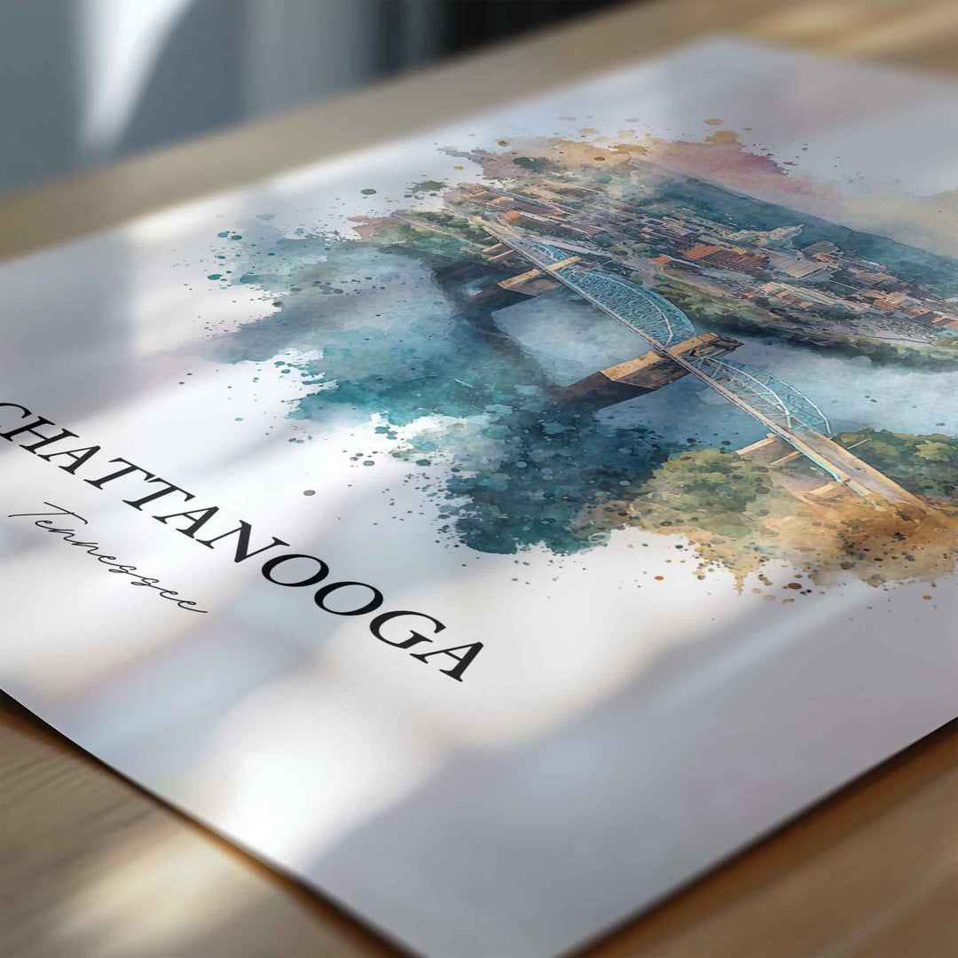 Chattanooga, Tennessee – Watercolor Art Print