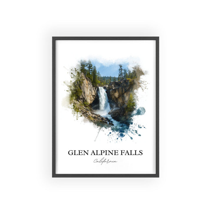 Glen Alpine Falls Wall Art, Lake Tahoe Print, California Watercolor, Glen Alpine Falls Gift, Travel Print, Travel Poster, Housewarming Gift