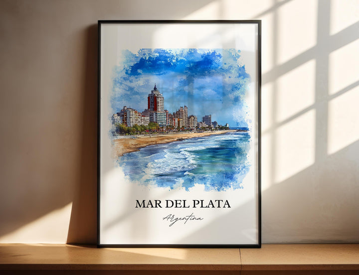 Mar del Plata Wall Art, Mar del Plata Print, Argentina Watercolor Art, Mar del Plata Gift, Travel Print, Travel Poster, Housewarming Gift