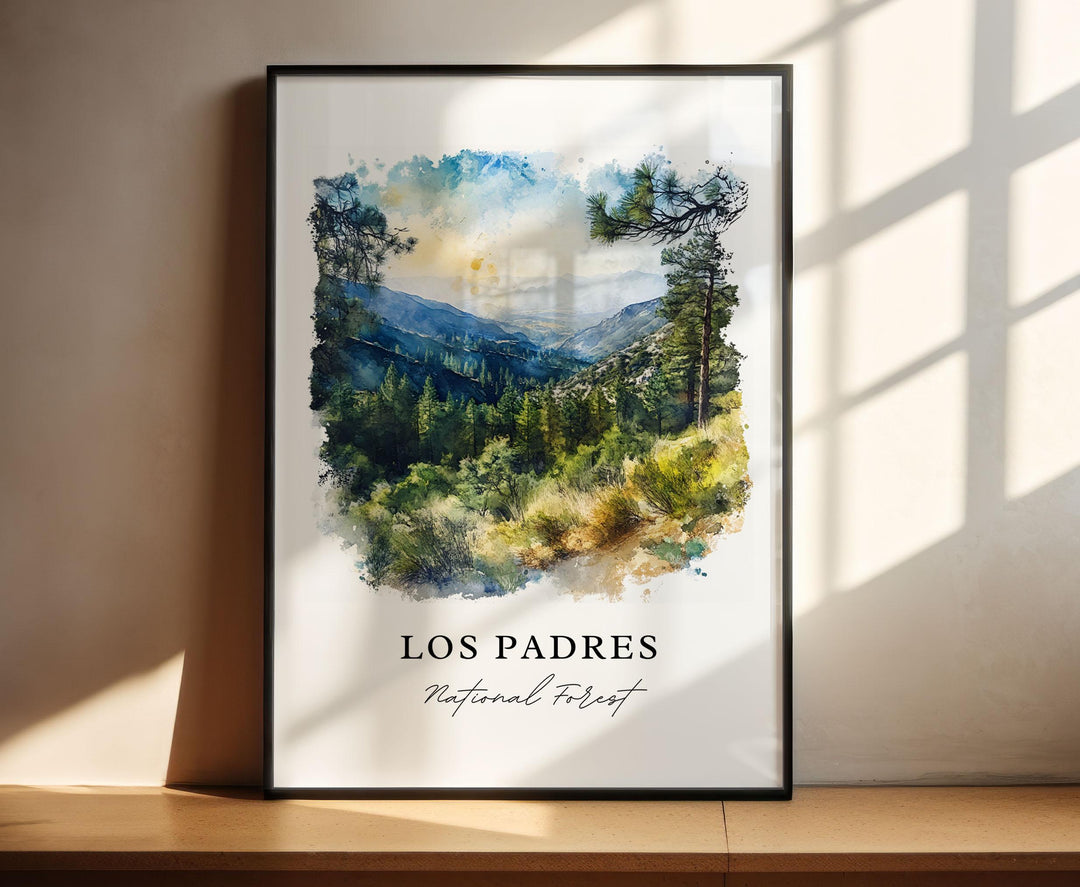 Los Padres National Forest Art, Solvang CA Print, Santa Barbara Watercolor, Los Padres Gift,