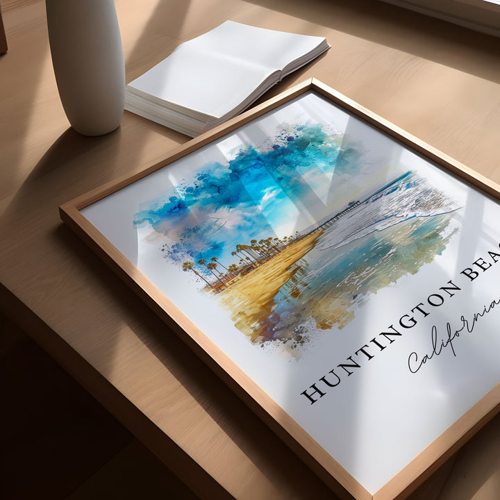 Huntington Beach Art Print, California Print, LA Wall Art, Huntington Beach Gift,