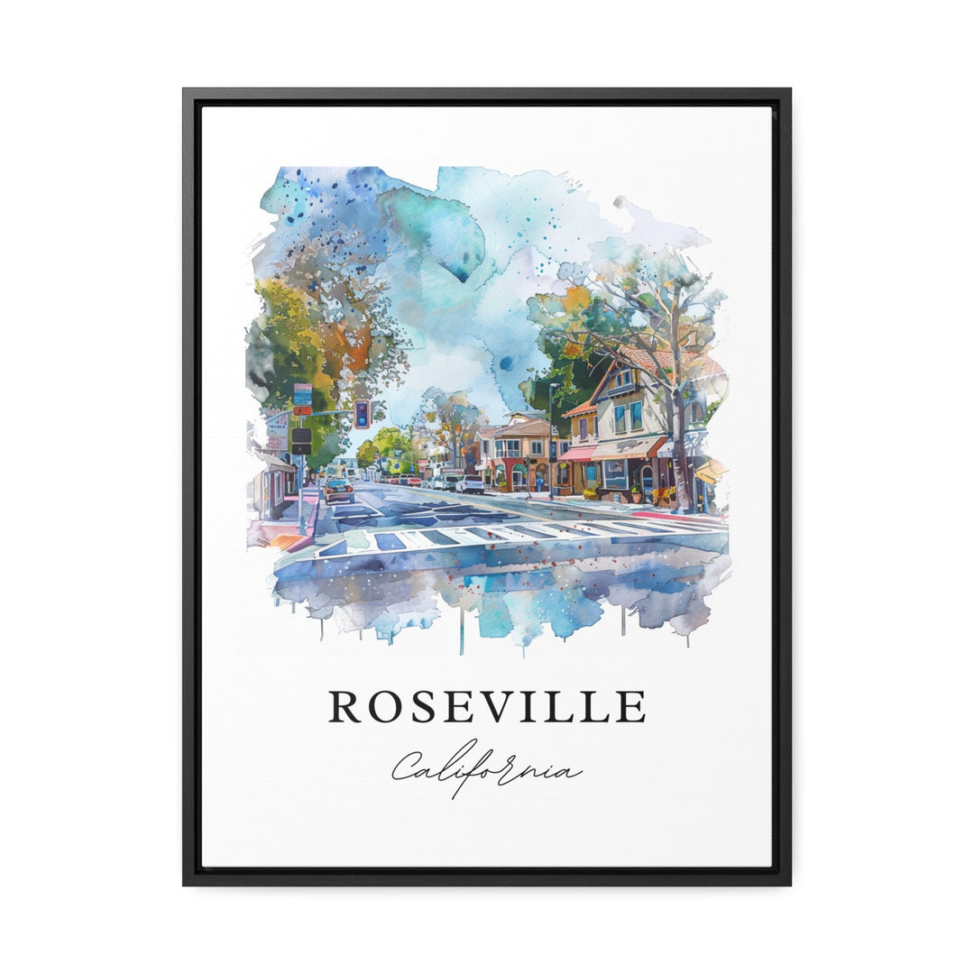 Roseville CA Art, Placer County CA Print, Roseville Watercolor Art, Sacramento Cali Gift,