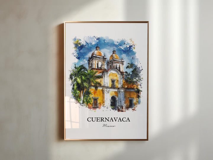 Cuernavaca Wall Art, Morelos State MX Print, Mexico Watercolor Art, Cuernavaca MX Gift, Travel Print, Travel Poster, Housewarming Gift