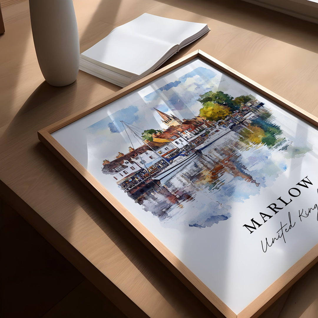 Marlow UK Wall Art, Marlow Print, Marlow Watercolor Art, Marlow England Gift,