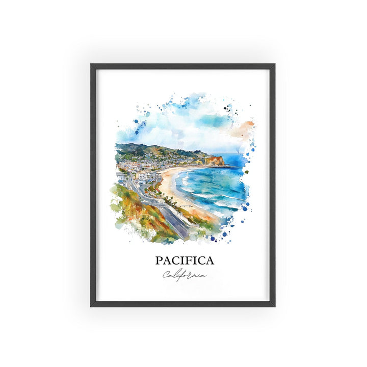 Pacifica Wall Art, San Mateo County Print, California Beaches Watercolor Art, Pacifica Gift, Travel Print, Travel Poster, Housewarming Gift
