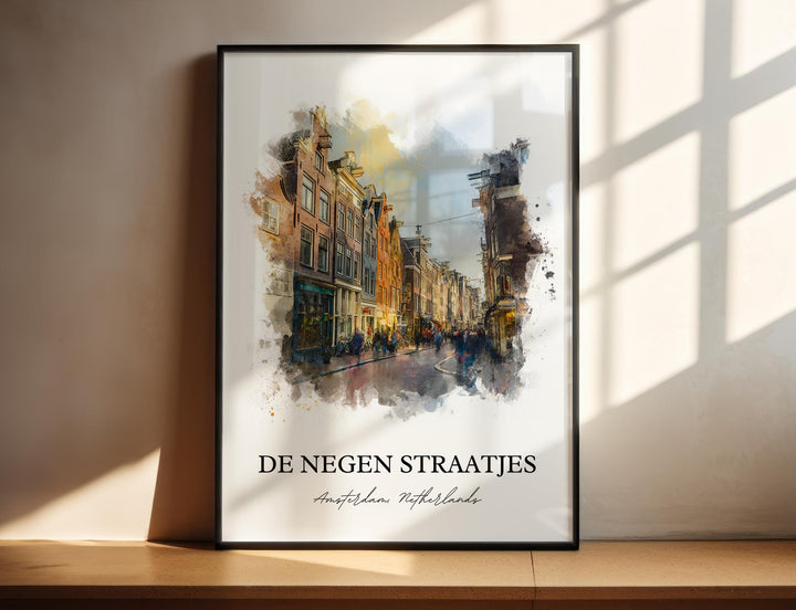 De Negen Straatjes Wall Art, Amsterdam Print, Amsterdam Art, Amsterdam Netherlands Gift, Travel Print, Travel Poster, Housewarming Gift