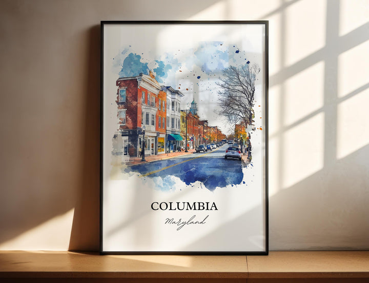 Columbia MD Wall Art, Howard County Print, Maryland Watercolor Art, Columbia Maryland Gift, Travel Print, Travel Poster, Housewarming Gift