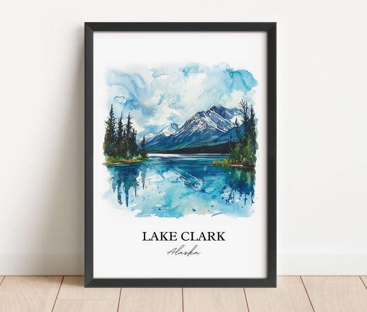 Lake Clark Wall Art, Anchorage Print, Lake Clark Alaska Watercolor Art, Lake Clark AK Gift, Travel Print, Travel Poster, Housewarming Gift