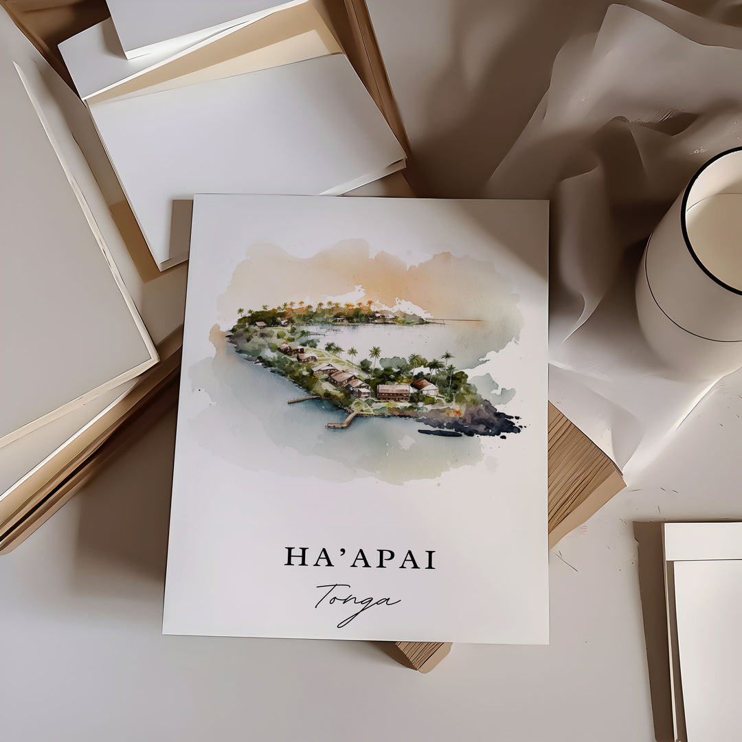 Tonga wall art - Ha'apai, Tonga poster, Wedding gift, Birthday present, Custom Text, Personalised Gift