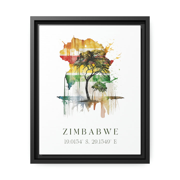 Zimbabwe wall art - Africa, Zimbabwe poster, Zimbabwe Wedding gift, Zimbabwe coordinates Birthday present, Custom Text, Personalised Gift