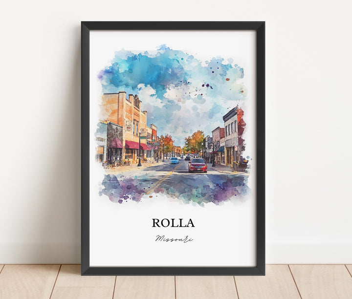 Rolla MO Wall Art, Rolla Missouri Print, Missouri Watercolor Art, Phelps County Gift, Travel Print, Travel Poster, Housewarming Gift