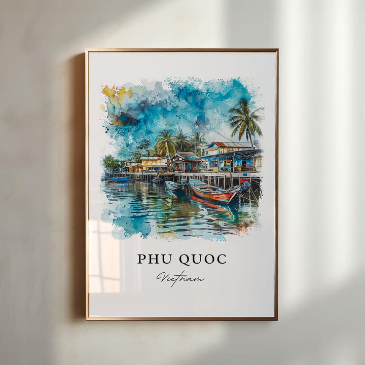 Phu Quoc Wall Art, Phu Quoc Print, Vietnam Watercolor Art, Phu Quoc Thailand Gift,