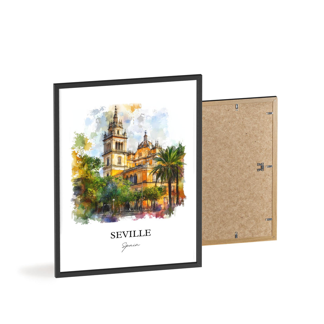Seville Spain Wall Art, Seville Spain Print, Spain Watercolor Art, Seville Gift, Travel Print, Travel Poster, Housewarming Gift